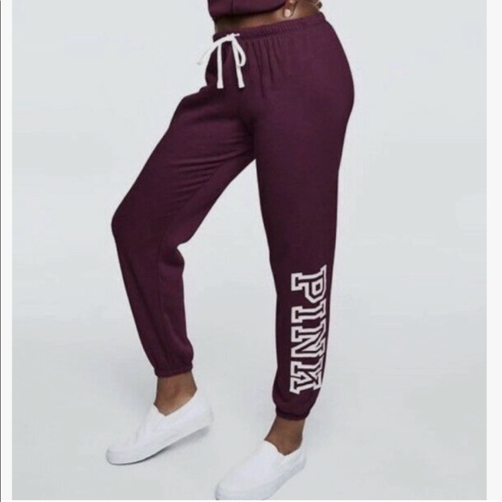 Vs Pink Maroon/Burgundy Classic Drawstring Sweatpants